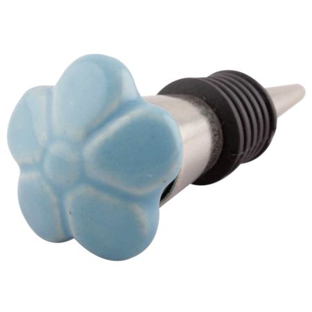 Turquoise Ceramic Flower Wine Stopper